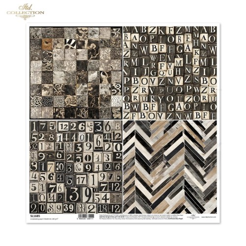 Papier do scrapbookingu 30x30 Black &amp; White geometyczne wzorki SL1685 ITD Collection