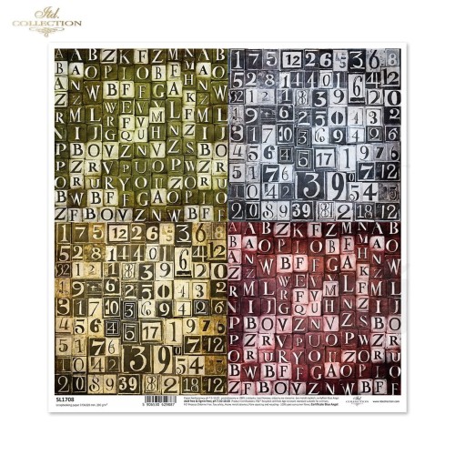 Papier do scrapbookingu 30x30 geometryczne wzorki cyfry litery SL1708 ITD Collection