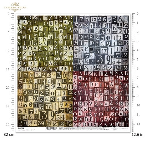 Papier do scrapbookingu 30x30 geometryczne wzorki cyfry litery SL1708 ITD Collection