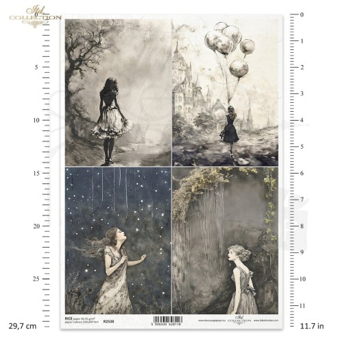 Papier ryżowy do decoupage A4 Lost in a Fairy Tale R2538 ITD Collection