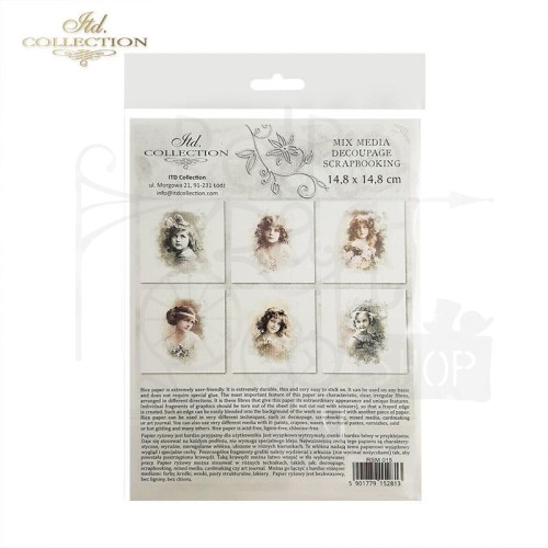 Zestaw papierów ryżowych do decoupage 14.8x14.8 Dzieci w stylu retro RSM015 ITD Collection