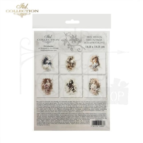 Zestaw papierów ryżowych do decoupage 14.8x14.8 Dzieci w stylu retro RSM017 ITD Collection