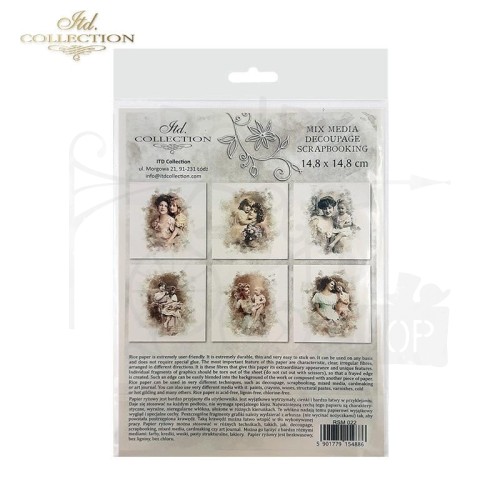 Zestaw papierów ryżowych do decoupage 14.8x14.8 Retro zdjęcia RSM022 ITD Collection