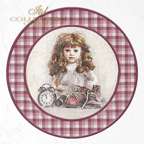 Zestaw papierów ryżowych do decoupage 14.8x14.8 Różowa kratka i zabawki RSM048 ITD Collection