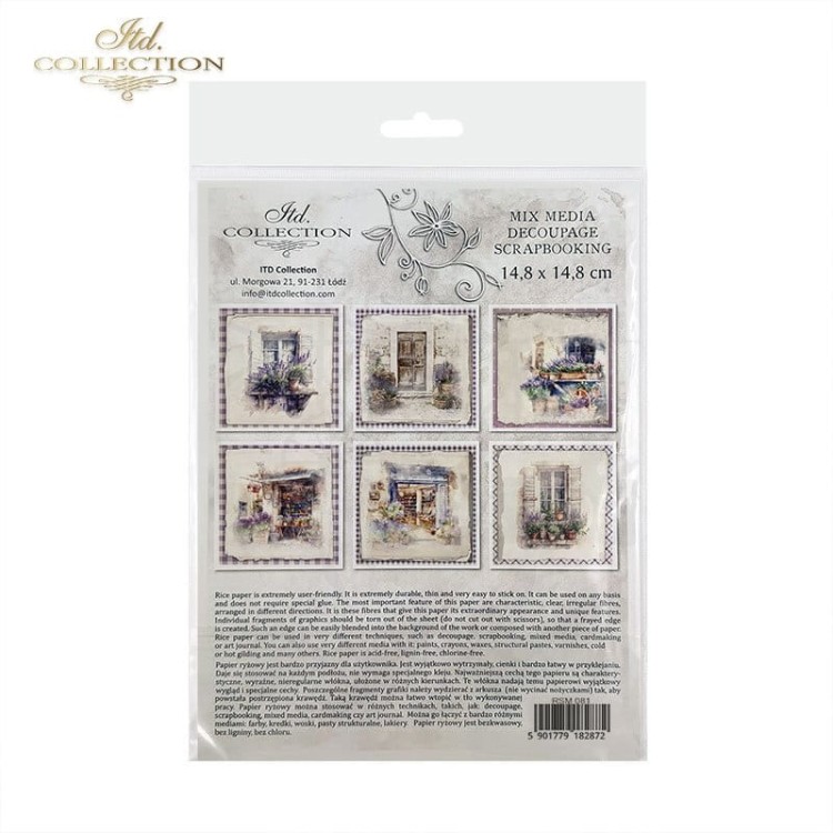 Zestaw papierów ryżowych do decoupage 14.8x14.8 Lawenda RSM081 ITD Collection