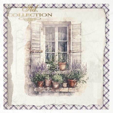 Zestaw papierów ryżowych do decoupage 14.8x14.8 Lawenda RSM081 ITD Collection