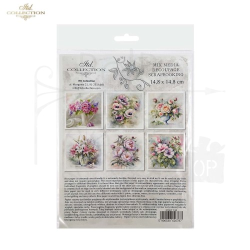 Zestaw papierów ryżowych do decoupage 14.8x14.8 Letnie kwiaty RSM144 ITD Collection