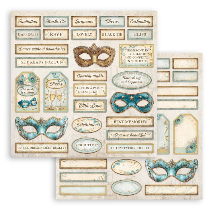 Zestaw papierów do scrapbookingu 20x20 Masquerade 10szt SBBS121 Stamperia