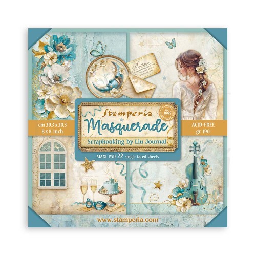 Zestaw papierów jednostronnych do scrapbookingu 20x20 Masquerade 22szt SBBSXB08 Stamperia