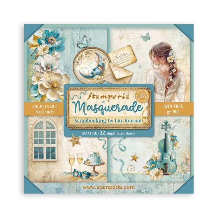 Zestaw papierów jednostronnych do scrapbookingu 20x20 Masquerade 22szt SBBSXB08 Stamperia