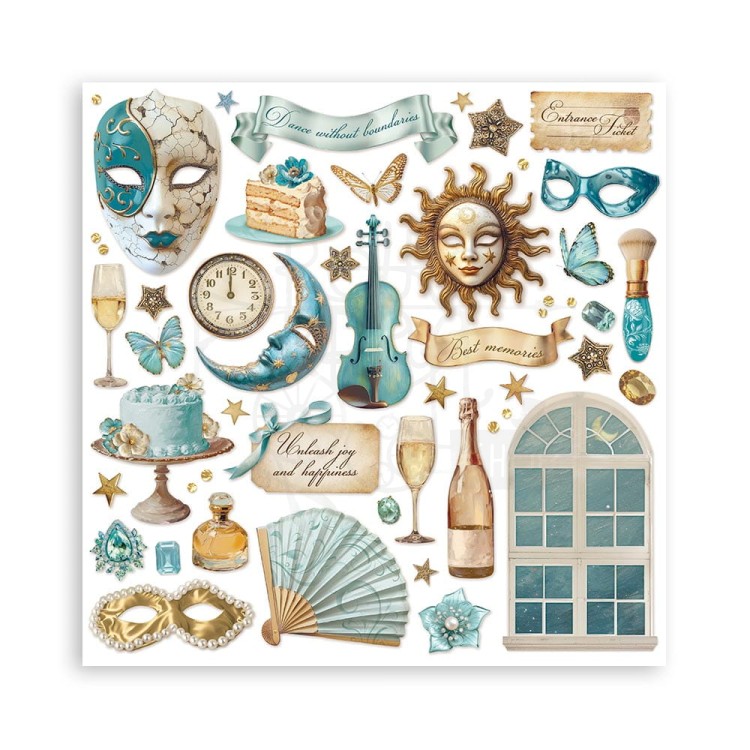 Zestaw papierów jednostronnych do scrapbookingu 20x20 Masquerade 22szt SBBSXB08 Stamperia