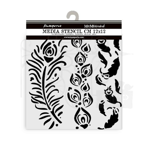 Szablon maska 12x12cm Masquerade Piórka KSTDS13 Stamperia