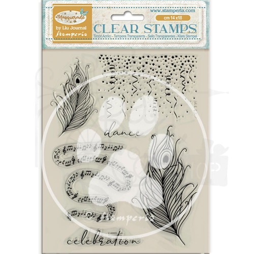 Stempel akrylowy 14x18cm Masquerade Piórka WTK211 Stamperia