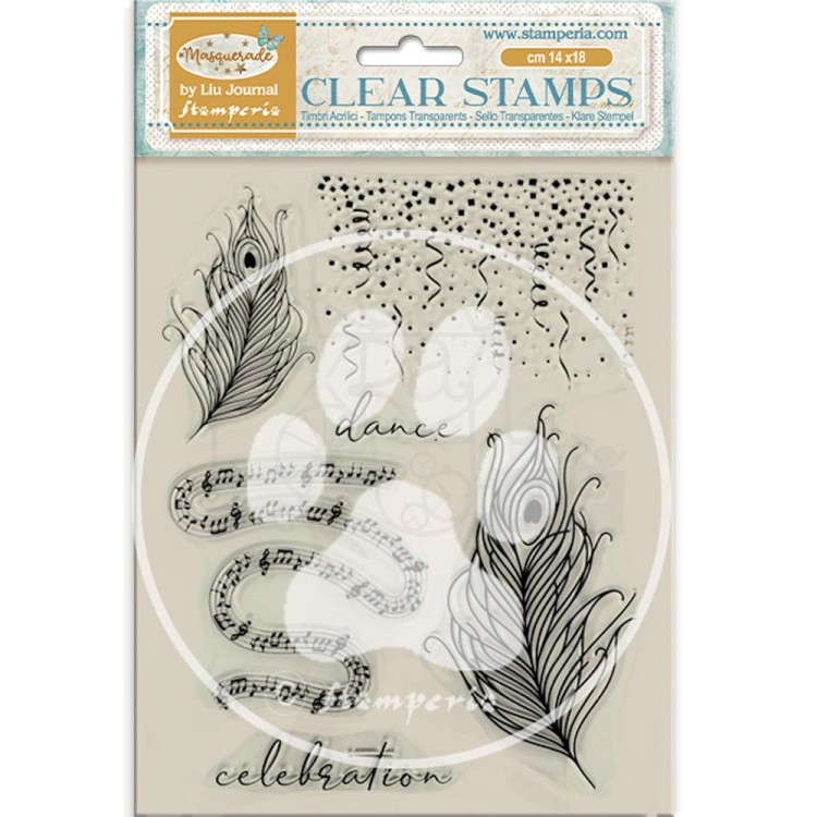 Stempel akrylowy 14x18cm Masquerade Piórka WTK211 Stamperia