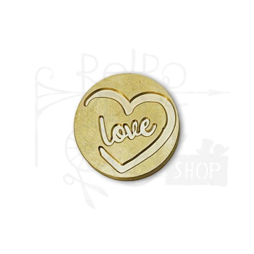 Mosiężna głowica do stempla Love w sercu 25mm WAXSL01_2 Stamperia