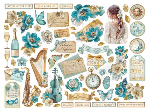 Ozdoby kształty tekturowe Die Cuts Masquerade 57 szt DFLDC111 Stamperia