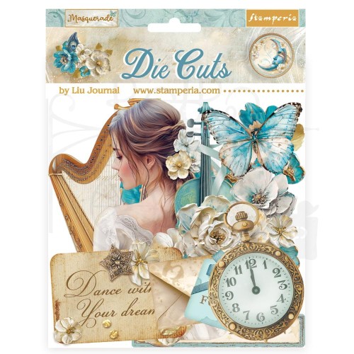 Ozdoby kształty tekturowe Die Cuts Masquerade 57 szt DFLDC111 Stamperia