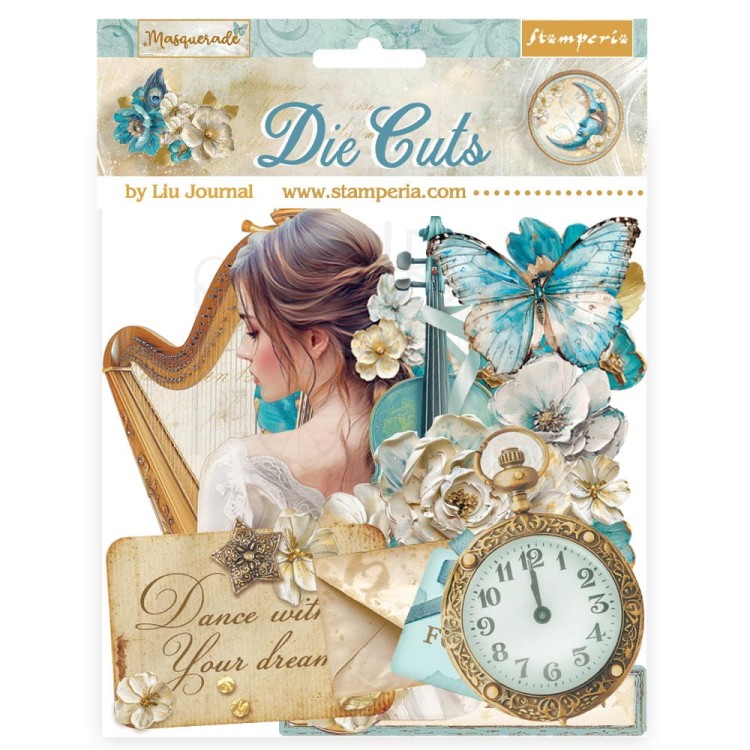 Ozdoby kształty tekturowe Die Cuts Masquerade 57 szt DFLDC111 Stamperia