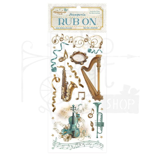 Rub-on transfer 10x21.6cm Masquerade Instrumenty DFLRB137 Stamperia