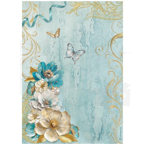 Papier ryżowy do decoupage A4 Masquerade Kwiatowy narożnik DFSA4986 Stamperia