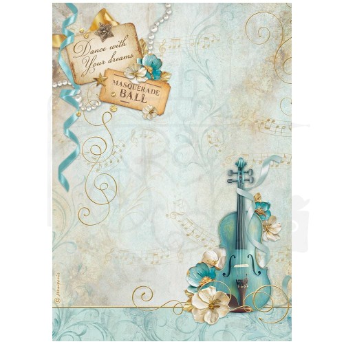 Papier ryżowy do decoupage A4 Masquerade Skrzypce DFSA4983 Stamperia