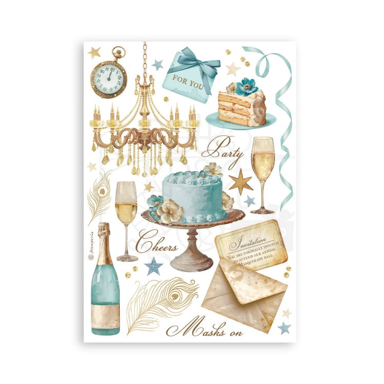 Papier washi A5 Masquerade 8 arkuszy SBW15 Stamperia