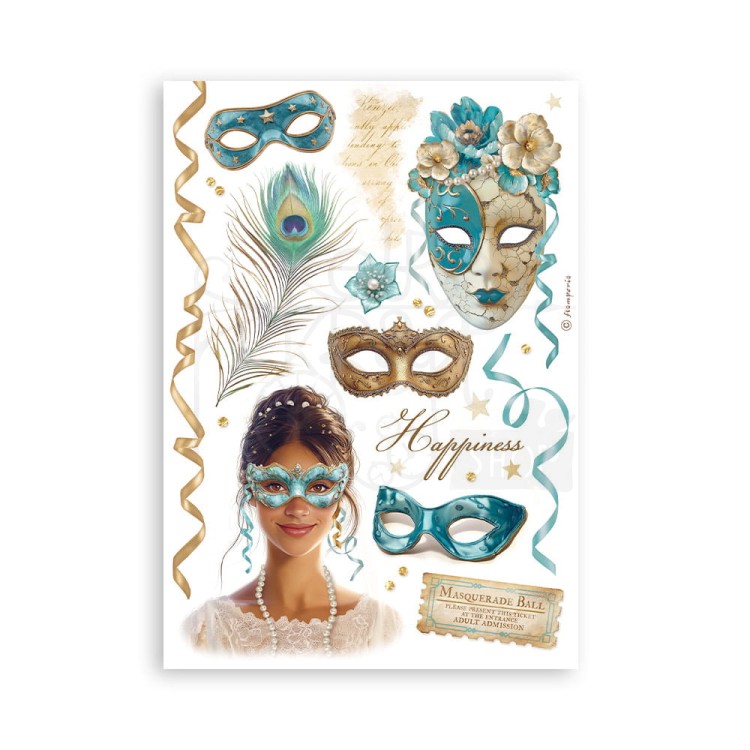 Papier washi A5 Masquerade 8 arkuszy SBW15 Stamperia