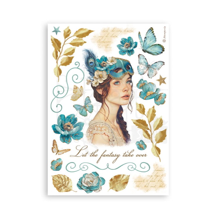 Papier washi A5 Masquerade 8 arkuszy SBW15 Stamperia
