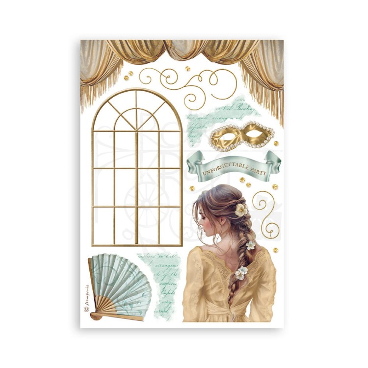 Papier washi A5 Masquerade 8 arkuszy SBW15 Stamperia