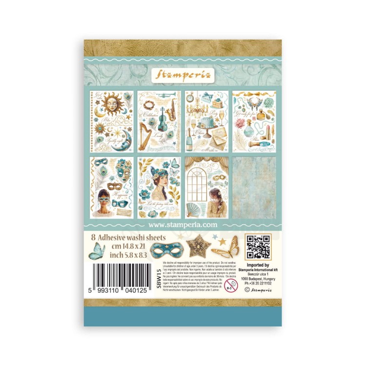 Papier washi A5 Masquerade 8 arkuszy SBW15 Stamperia