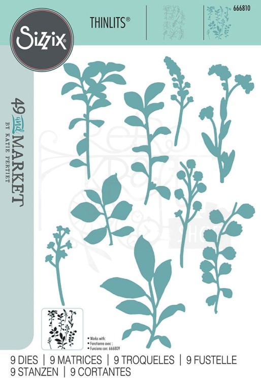 Wykrojnik Fine Stems 02 by 49 and Market 9szt 666810 Sizzix