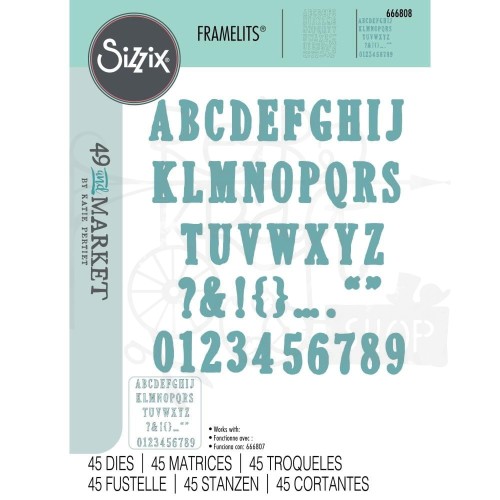 Wykrojnik Framelits Fine Line Alpha 02 by 49 and Market 45szt 666808 Sizzix