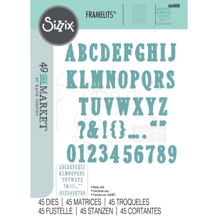 Wykrojnik Framelits Fine Line Alpha 02 by 49 and Market 45szt 666808 Sizzix