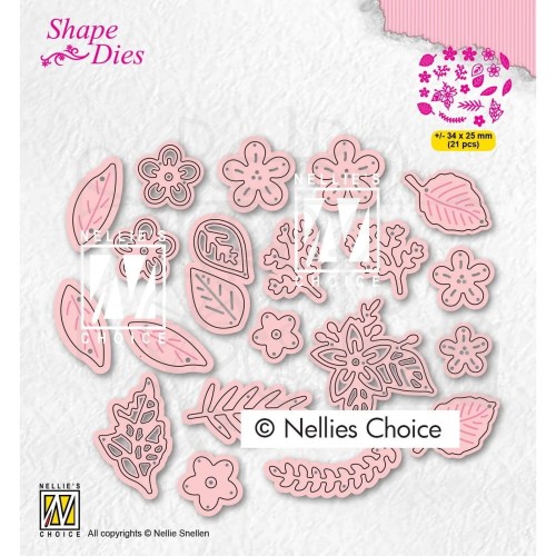 Wykrojnik Zestaw kwiatki i listki 21 sztuk SD191 Nellie's Choice
