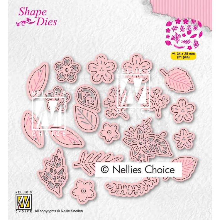 Wykrojnik Zestaw kwiatki i listki 21 sztuk SD191 Nellie's Choice