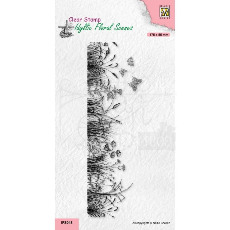 Stempel akrylowy Łąka i motyle IFS048 Nellie's Choice