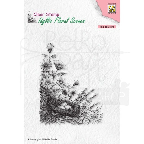 Stempel akrylowy Ptasie gniazdo w kwiatach IFS032 Nellie's Choice