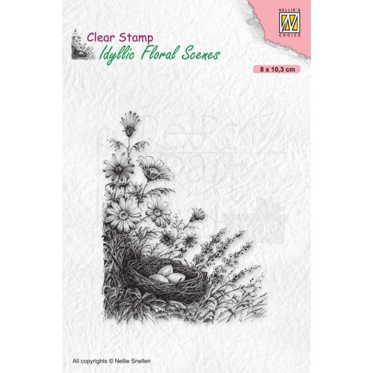 Stempel akrylowy Ptasie gniazdo w kwiatach IFS032 Nellie's Choice