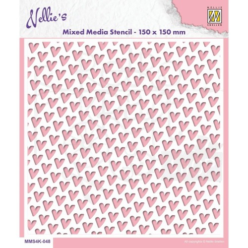 Szablon maska 15x15cm Tło serca małe MMS4K-048 Nellie's Choice