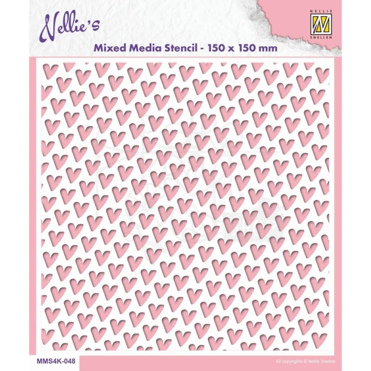 Szablon maska 15x15cm Tło serca małe MMS4K-048 Nellie's Choice