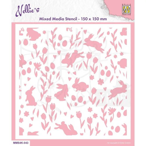 Szablon maska 15x15cm Tło zajączki i tulipany MMS4K-043 Nellie's Choice