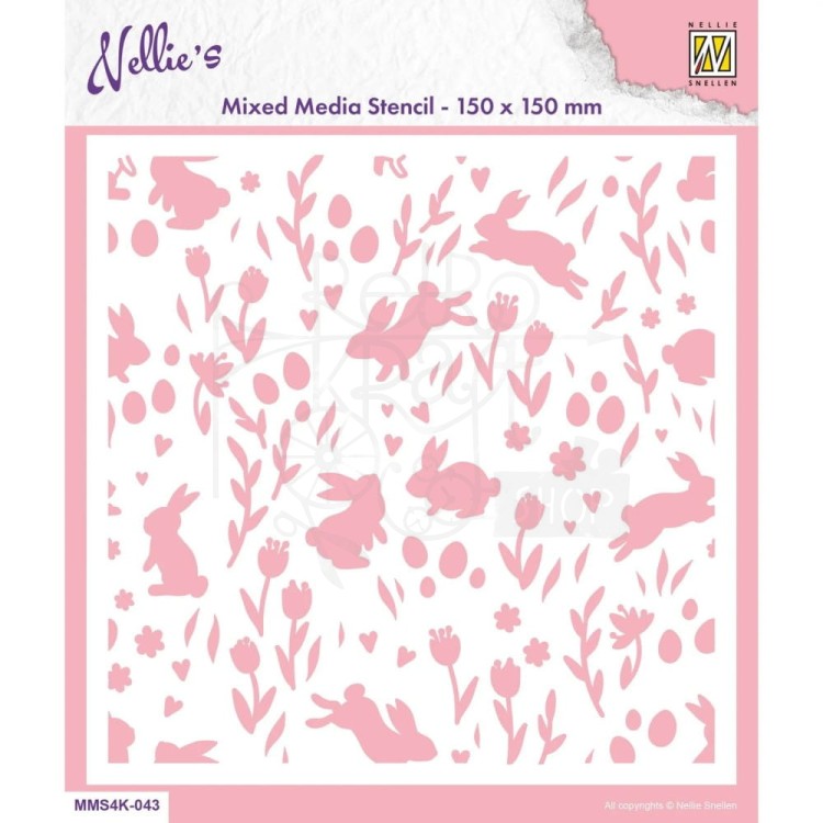 Szablon maska 15x15cm Tło zajączki i tulipany MMS4K-043 Nellie's Choice