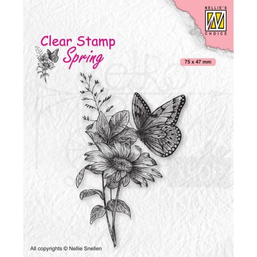 Stempel akrylowy Motyl i kwiaty SPCS018 Nellie's Choice