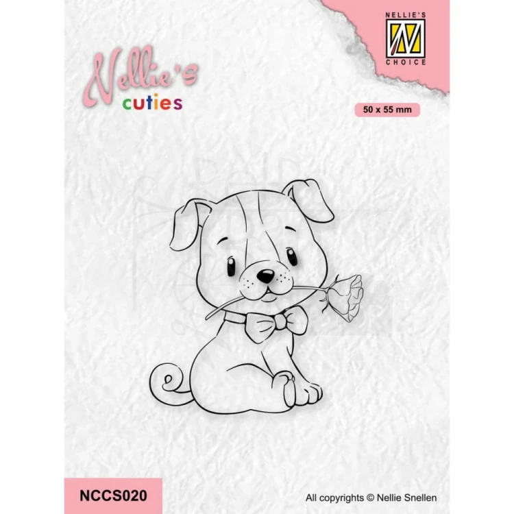 Stempel akrylowy Piesek z różą NCCS020 Nellie's Choice