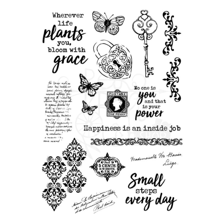 Rub-on transfer 15x21cm Inner Peace Quotes &amp; Vintage Elements 6 arkuszy JMA-IP-RUB03 Studio Light