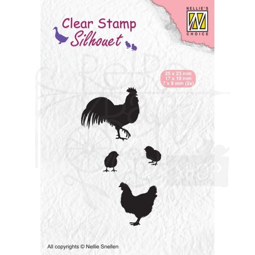 Stempel akrylowy Kogut kura i 2 kurczaki SIL060 Nellie's Choice