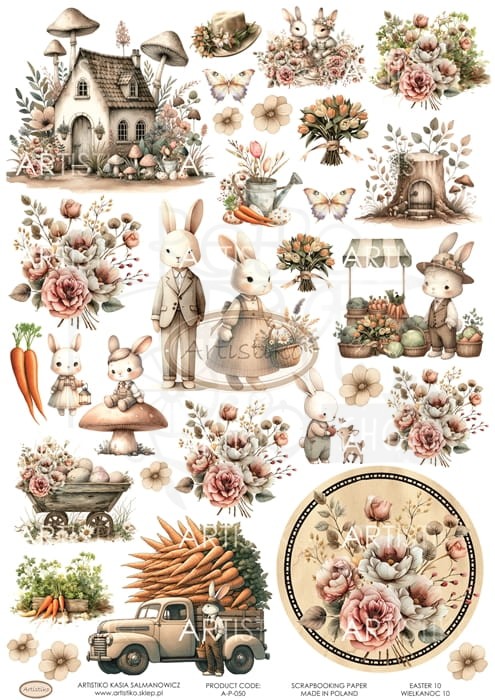 Papier do scrapbookingu A4 dodatki do wycinania Wielkanoc 10 A-P-050 Artistiko