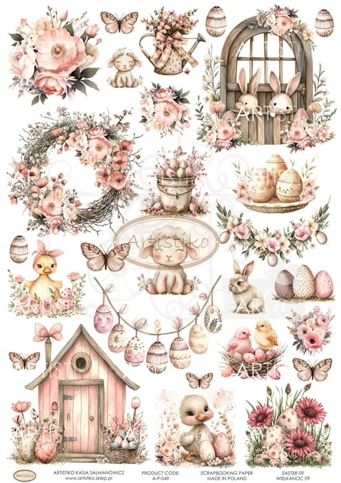 Papier do scrapbookingu A4 dodatki do wycinania Wielkanoc 09 A-P-049 Artistiko
