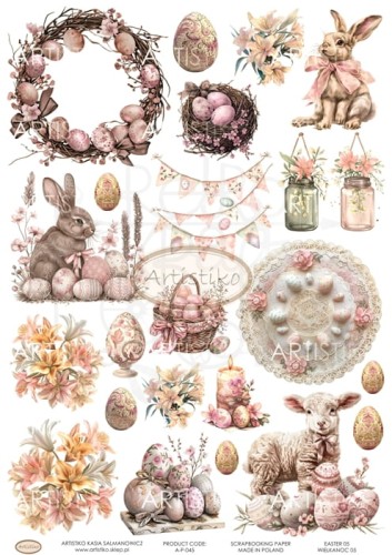 Papier do scrapbookingu A4 dodatki do wycinania Wielkanoc 05 A-P-045 Artistiko