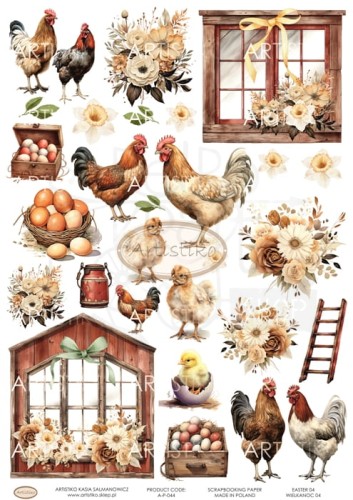 Papier do scrapbookingu A4 dodatki do wycinania Wielkanoc 04 A-P-044 Artistiko